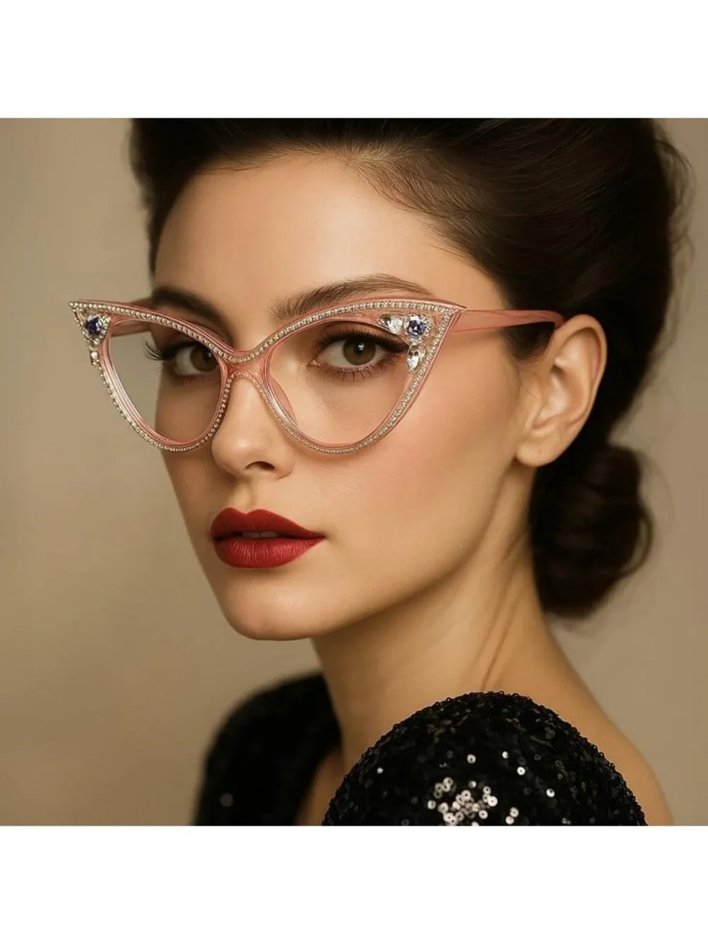 Sparkling Crystal Cat Eye Reading Glasses with Bling Rhinestones & Blue Light
